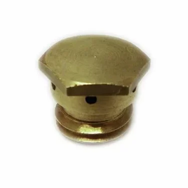 The Elektra 00719014 Manifold Fitting for Elektra Nivola features a brass, hexagonal, flat-topped design with small side holes and a round base, shown on a white background—perfect as a jet nozzle for your machine. © 2025 1st-line.com