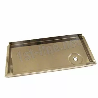 The Elektra 00943084 Drip Tray Pan for the Sixty Series One Group, made of stainless steel with raised edges and a circular drainage hole, is displayed on a white background. © 2025 1st-line.com