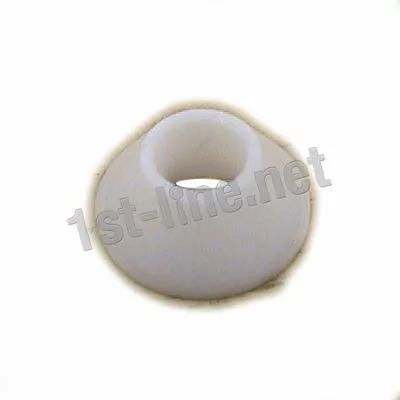 The Elektra 01178035 Steam/Water Valve Shaft Gasket, made of white plastic or rubber with a conical shape and central hole, is compatible with Elektra machines. The image shows 1st-line.net faintly visible over a plain background. © 2025 1st-line.com