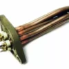 The Elektra 01196035 110V Boiler Heating Element features a copper body, metal flange, three bent tubular rods, and electrical connection terminals on one end. © 2025 1st-line.com