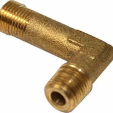 The Elektra 01248035 Manifold Fitting is a brass 90-degree elbow with threaded male ends, perfect for connecting two pipes at a right angle. © 2025 1st-line.com