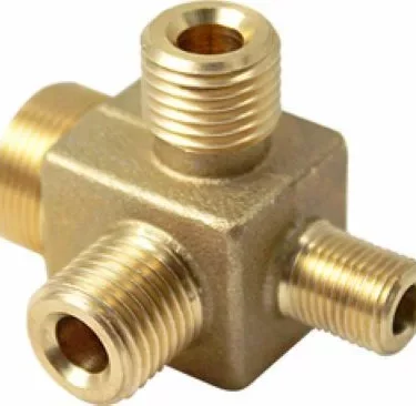 The Elektra 01451014 Manifold Fitting is a brass four-way threaded connector for water entry assembly, compatible with most Elektra commercial models—ideal for plumbing and fluid systems. © 2025 1st-line.com
