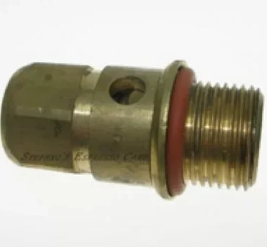 The Elektra 01559035 Safety Valve Plug Assembly features a brass body, threaded end, and red sealing ring, suitable for use in plumbing or heating systems. © 2025 1st-line.com