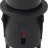 The Elektra 01606034 Water Refill Switch is a black, round switch with a white water droplet symbol on top and metal prongs at the base for secure electrical connections. © 2025 1st-line.com
