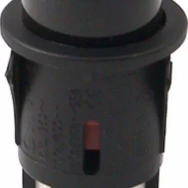 The Elektra 01606034 Water Refill Switch is a black, round switch with a white water droplet symbol on top and metal prongs at the base for secure electrical connections. © 2025 1st-line.com