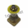 The Elektra 01615035 3-Way Solenoid Valve Pilot is brass with a yellow circular label showing pilot specs in black text, mounted on a square metal base with four screw holes. © 2025 1st-line.com