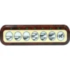 The Elektra 01955034 Brierwood Control Box - 230V features a rectangular indicator panel with seven circular coffee cup icons, the last bearing a K symbol, each topped by green lights for status indication. © 2025 1st-line.com