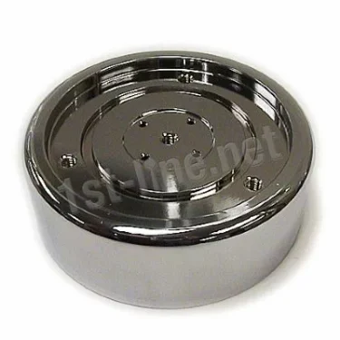 The Elektra 02151021 Chrome Grouphead Bell is a shiny, round chrome component with multiple small holes and a raised central section, displayed against a white background. © 2025 1st-line.com