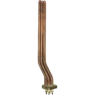 The Elektra 02159035 Heating Element provides 3500 watts at 220-400 volts, features three long copper tubular rods, and includes a brass mounting flange with electrical connectors at its base. © 2025 1st-line.com