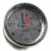 The Elektra 02218035 Dual Pressure Gauge—Chrome/Chrome features a round dial marked from 0 to 2.5 bar with green, red, and white sections; its needle is just above 0.5 bar. ELEKTRA and 02218035 are labeled on the face. © 2025 1st-line.com