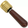 The Elektra 02260038 Lever Assembly for Steam/Water Valve Assembly features a gold-toned head with vertical grooves and a polished dark brown wooden handle, inspired by classic gavel designs. © 2025 1st-line.com