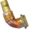 The Elektra 02703011 90 Degree Pipe Connector - Belle Epoque is a brass plumbing elbow fitting with a threaded end, visible solder marks, and signs of use and tarnish. © 2025 1st-line.com