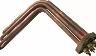 The Elektra 02809035 Heating Element features three copper tubular elements bent at right angles, attached to a metal base with connectors. Designed for Elektra Belle Epoque 2 group only, 220-400 volt/3500 watts. © 2025 1st-line.com