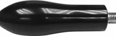 The Elektra 02900014 Black Bakelite Handle is a smooth, rounded black handle with a threaded metal end, ideal for attaching to tools or machines. © 2025 1st-line.com