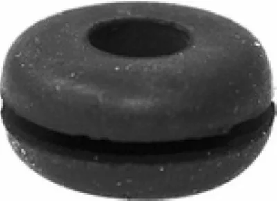 The Elektra 02955057 Rubber Bush is a black rubber grommet with a central hole and an outer groove, commonly used to protect or insulate wires passing through metal panels. © 2025 1st-line.com