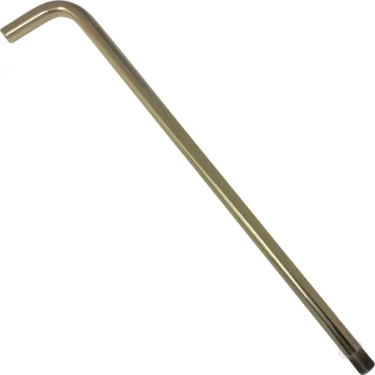 The Elektra 02978019 Brass Pipe is a long, smooth, reflective pipe with a slight bend, forming an L-shape. It is shown diagonally against a white background. © 2025 1st-line.com