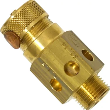 The Elektra 03199034 Safety Valve for Boiler (up to 2009) fits Elektra Commercial models, featuring threaded ends and multiple holes to safely release excess gas or air pressure. © 2025 1st-line.com