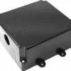 The Elektra 03283034 WTS Control Box Assembly 230V is a black rectangular plastic enclosure with mounting flanges and a circular side opening, displayed on a white background. © 2025 1st-line.com