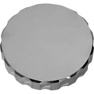 The Elektra 03374023 Cartridge Cap is a round, flat, silver-colored metal cap with a smooth top and slightly ridged edges, shown on a white background. © 2025 1st-line.com