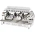 The Elektra Barlume 3 Group Commercial Espresso Machine features three group heads, multiple cup holders on top, pressure gauges, lever handles, and a sleek stainless steel exterior. © 2025 1st-line.com
