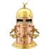 The Elektra Belle Epoque 3 Group Commercial Espresso Machine features a gold dome with eagle, copper body, ornate steampunk design, and multiple levers for a vintage aesthetic in classic commercial style. © 2025 1st-line.com