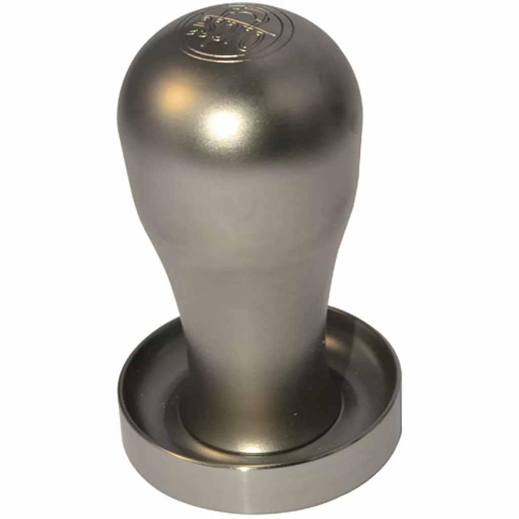 The Espro Dillinger Convex Base 53mm Espresso Coffee Tamper offers a comfortable rounded handle and convex base, ideal for evenly tamping coffee grounds in your portafilter. © 2025 1st-line.com