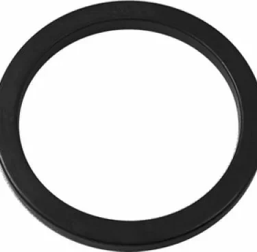 The Fiorenzato A1200157 Rubber Gasket for Brew Group 75x53x5.5 is a circular, flat, black sealing ring with a large central hole, shown from above on a white background. © 2025 1st-line.com