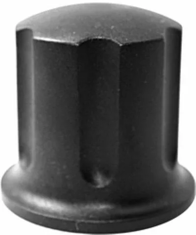 The Fiorenzato A1600012 Knob for Steam tap is a black plastic hexagonal cap, typically used to cover and protect valve stems. © 2025 1st-line.com
