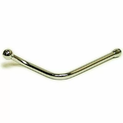 The Fiorenzato A2000090 Multi-directional Steam Wand for Bricoletta/Volante features a bent metal rod with a rounded ball at one end and a straight end, displayed against a white background. © 2025 1st-line.com