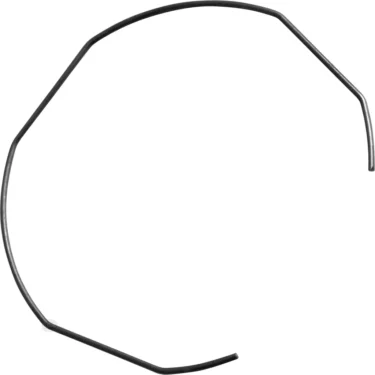 The Fiorenzato A2200032 Spring for Filter is a thin, black wire bent into an irregular octagonal loop with uneven angles and ends, displayed on a plain white background. © 2025 1st-line.com