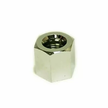 The Fiorenzato A2200036 Steam Wand Nut is a shiny, metallic component with a threaded hole, shown on a white background. © 2025 1st-line.com