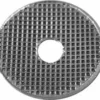 The Fiorenzato A2200049 Single Dose Pod Filter is a round metal disk with a grid pattern and central hole, resembling a mesh or screen, used in mechanical or filtration devices. © 2025 1st-line.com