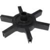 The Fiorenzato A3200015 Doge Upper Star is a black rubber impeller with six flat, evenly spaced blades and a central cylindrical hub, designed for pumping or fluid movement in marine or industrial applications. © 2025 1st-line.com