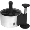 The Fiorenzato A3200137 Complete Doser Assembly is a silver and black device with a round metal body, vertical black handle, flat black base, and a resettable side counter showing 3975. © 2025 1st-line.com