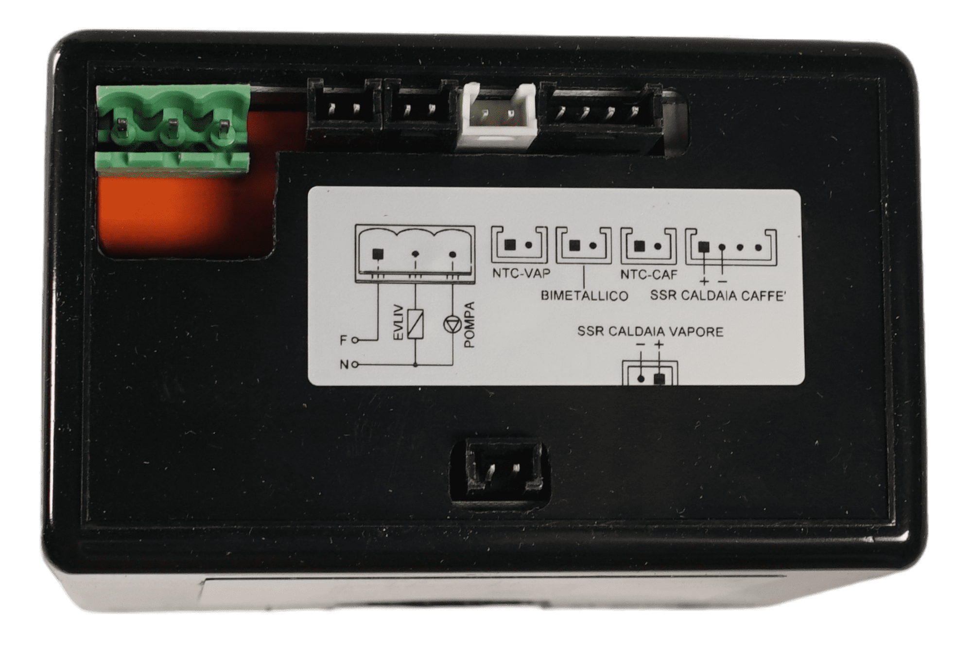 The Gicar ELETDOSPIDDS12015 Brain Unit (9.9.37.40G, 115V) is a black control box with multiple connectors, a green terminal block, and wiring diagrams; designed for VBM DB V4 2015 only. © 2025 1st-line.com