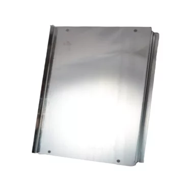 The Isomac 000777 Top Cover - Tea is a rectangular, shiny metal sheet with raised edges and four small holes near each corner, shown isolated on a white background. © 2025 1st-line.com