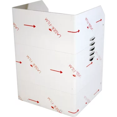 The Isomac Tea Side Panel is a white enclosure with ventilation slits, a partially open top corner, and protective LASER FILM with red arrows. © 2025 1st-line.com