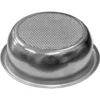 The La Marzocco 2-Cup 58mm Filter Basket is a metal basket with a perforated mesh base and smooth, rounded edge—perfect for use as a 2-cup filter in La Marzocco espresso machines. © 2025 1st-line.com