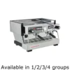 The La Marzocco Linea Classic S AV Commercial Espresso Machine features two group heads, steam wands, and a central pressure gauge. Available in 1, 2, 3, or 4 group configurations. © 2025 1st-line.com