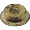 The La Nuova Era NEJET2.5 Washer is a circular, flat washer made of worn brass with a central hole, displaying tarnish and surface discoloration. © 2025 1st-line.com