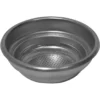 The La Pavoni 1-Cup Filter Basket/Cup - MILLENNIUM EDITION features small holes at the bottom and is designed for holding ground coffee in espresso machines. © 2025 1st-line.com