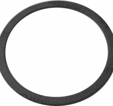 The La Pavoni 103P-4E Europiccola Tank/Reservoir to Base Gasket is a thin, flat, circular black gasket with a large central hole, shown from above on a white background. © 2025 1st-line.com