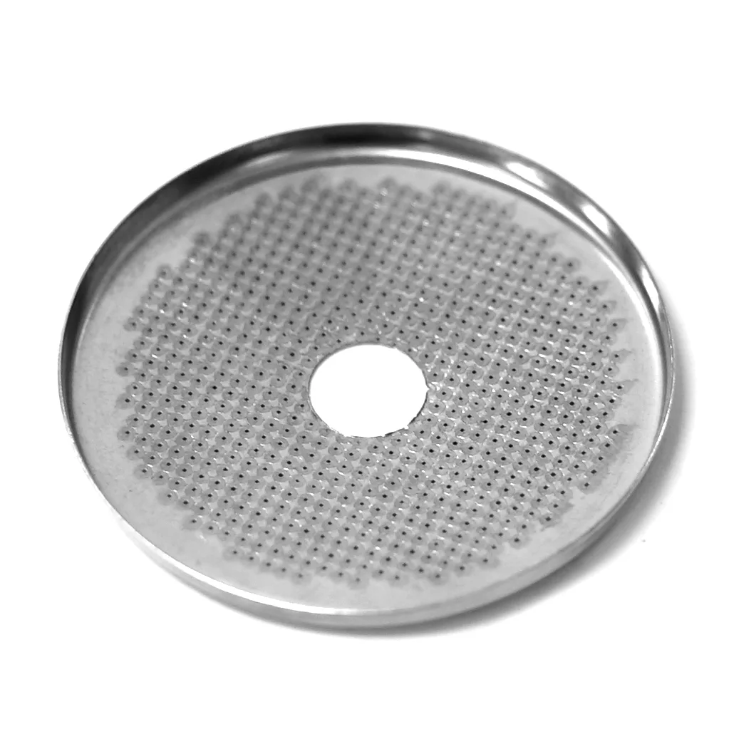 The La Spaziale 2909 Lower Dispersion Screen is a round metal screen with a perforated surface and center hole, designed for use in La Spaziale Vivaldi espresso machines. © 2025 1st-line.com