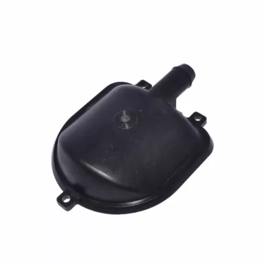 The La Spaziale Viv7417 Vivaldi/Dream Drain Basin is a black plastic automotive engine cover with three mounting tabs and an extended cylindrical nozzle, shown on a white background. © 2025 1st-line.com