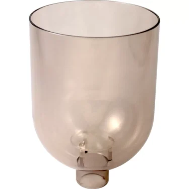 The Lelit MC342 Tall Brown Tinted Bean Hopper features a translucent, cylindrical design with a rounded bottom and small circular opening for smooth bean dispensing. © 2025 1st-line.com