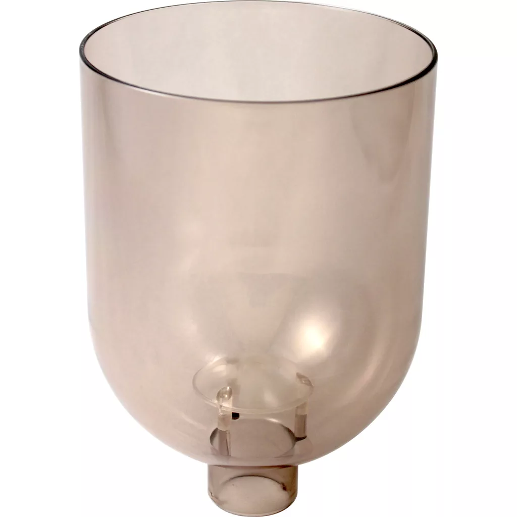 The Lelit MC342 Tall Brown Tinted Bean Hopper features a translucent, cylindrical design with a rounded bottom and small circular opening for smooth bean dispensing. © 2025 1st-line.com