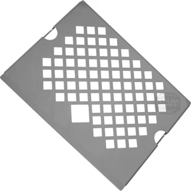 The Lelit MC960 Drip Tray Cover / Grill is a rectangular metal plate with central square grid cutouts and three semi-circular notches on the edges, shown against a white background. © 2025 1st-line.com