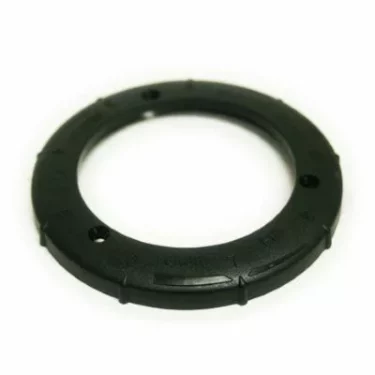 The Macap C0007M158 M4/M5 Grinder Settings Adjustment is a black circular plastic ring with four evenly spaced holes and small notches along the edge, shown on a white background. © 2025 1st-line.com