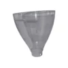 The Macap C247002A M2 Bean Hopper is a transparent plastic hopper with a wide top and narrow bottom funnel shape, designed to smoothly guide materials or liquids through its base. © 2025 1st-line.com