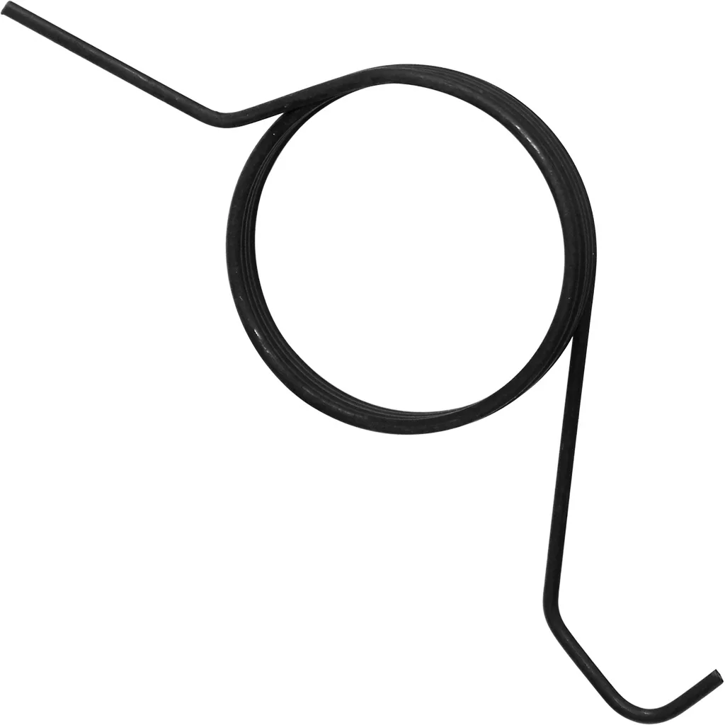 The Macap C248040 Lever Returning Spring is a black metal spring featuring a tightly coiled center and two straight arms that extend in opposite directions. © 2025 1st-line.com